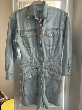 7 For All Mankind Light Blue Denim Romper Size S